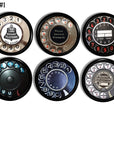Six vintage rotary‑dial inspired cabinet knobs in assorted retro telephone designs, perfect for eclectic furniture makeovers and home office décor