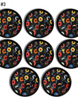 8 door knobs for kitchen, bar or rec room in a retro 50s rock and roll music theme of 45s vinyl record collection. Drawer pulls for furiture and door handles.