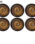 6 ornamental dresser drawer pulls. Brown gold spiral illusion decorative cabinet door knobs.