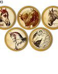 Southwestern decor decorative cabinet and drawer knobs in a sepia toned horse sketch on a wooden knob.