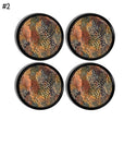 Set of 4 botanical cabinet knobs featuring layered autumn foliage and dotted accents in warm earth‑tone hues, ideal for earthy modern, Scandi‑natural, rustic‑refined, and warm maximalist décor