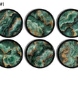 Emerald and jade marbled cabinet knob set with gold veining for modern luxe and contemporary décor