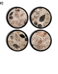 Neutral abstract botanical leaf cabinet knobs set of 4 with soft textured leaf motifs for organic boho natural décor and furniture accents