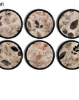 Neutral botanical leaf cabinet knobs set of 6 featuring layered earthy leaf artwork for warm modern natural décor on cabinets, cupboards, or drawers
