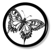 Black white butterfly tattoo sketch cabinet hardware