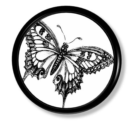 Black white butterfly tattoo sketch cabinet hardware