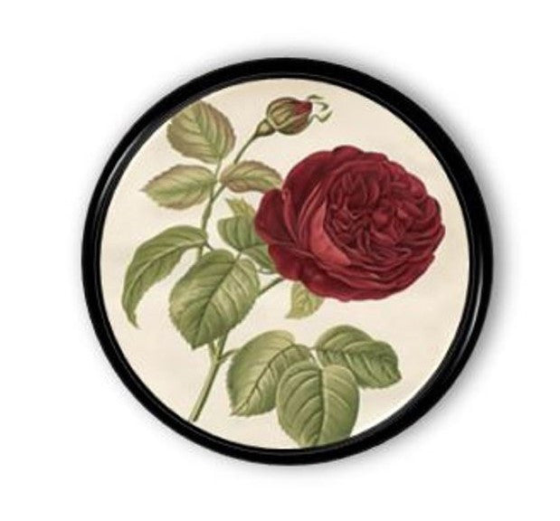 Stemmed Red Rose Decorative Drawer Pull