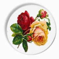 floral decorative knob - red and yellow vintage roses