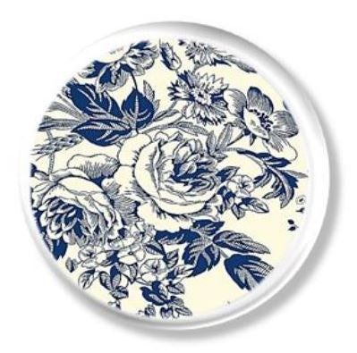 Rose Garden Toile Decorative White Knobs