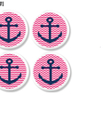 Hot pink chevron cabinet door pulls with ship's anchor. Replacement knobs for whimsical beach house accent to furniture.