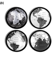 4 handmade globe themed knobs. Clean minimalist style hardware in black, white and silver. Suitable for cabinet doors, cupboard handles and furniture drawer pulls.
