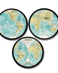 World Map Globe Hemisphere Knobs | Pulls - No. 215A16 - Handcrafted 360
