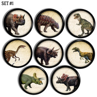 Prehistoric Dinosaur Theme Handmade Cabinet Knobs. T-Rex, Triceritops, Velociraptor kids furniture drawer pulls.