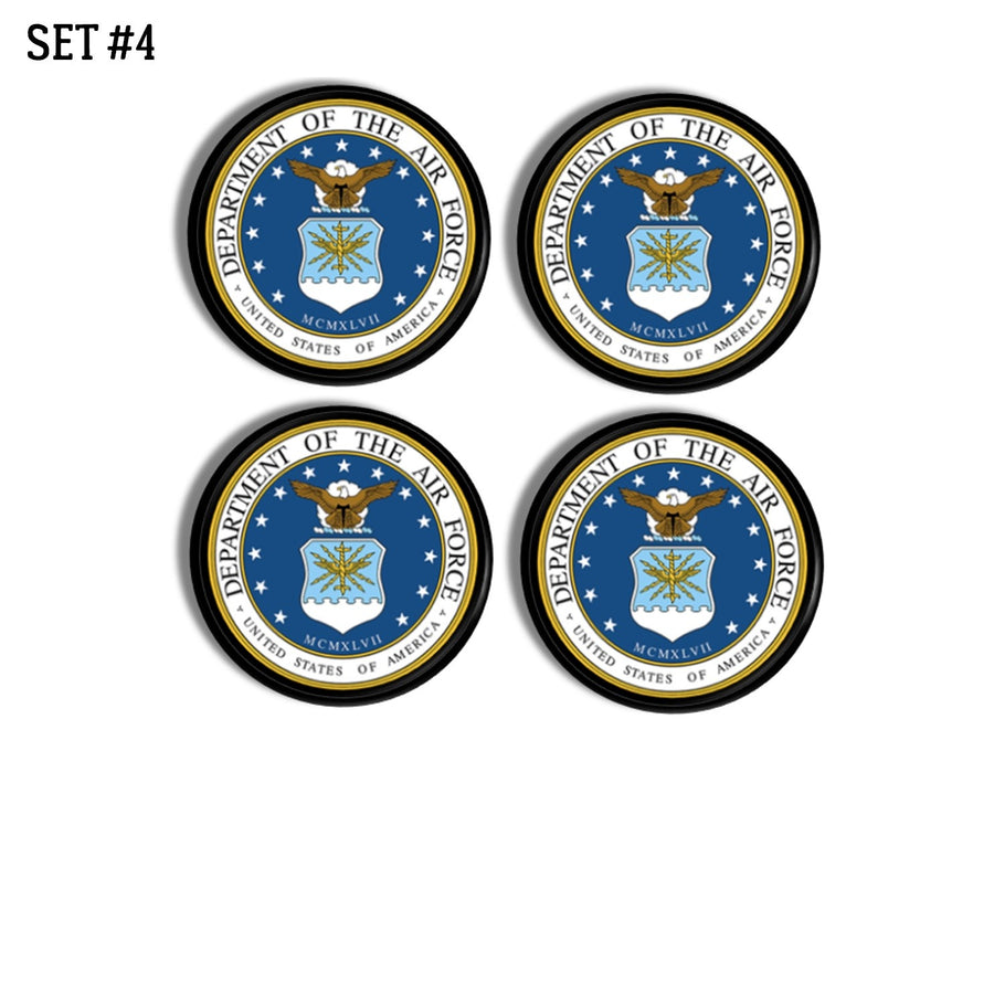 4 Decorative Air Force logo handmade drawer pulls. Knobs in United States Military theme for dresser, cabinet or cupboard door.
