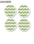 4 Avacado green and white chevron zigzag dresser knobs. Modern geometric style drawer pull handles.