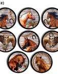 Set of 8 handmade horse theme furniture drawer knobs. Southwestern country ranch decor cupboard drawer pulls.