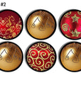6 Handmade drawer pulls for Christimas holiday decoration. Festive red, gold and black knobs to decorate office desk, furniture and cabinets for the season.