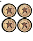 Rustic country barn star furniture drawer knob set. Distressed and antique looking hardware for primitive home decor.