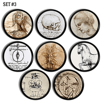 Cabinet and furniture knobs in Da Vinci sketches. Ideal for curiosities cabinet handles, steampunk inventions decor , anatomy medical student home office or artist studio.