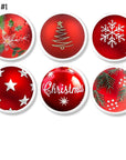 6 Decorative Christmas theme cabinet knobs to decorate kitchen, bathroom or office in festive red, white and green holiday colors.