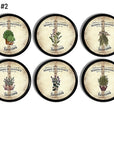 Decorative French herb cabinet knobs with Herbes de Provence theme and vintage apothecary styling. Unique drawer pulls for French country kitchens, herbal pantries, and rustic garden inspired décor