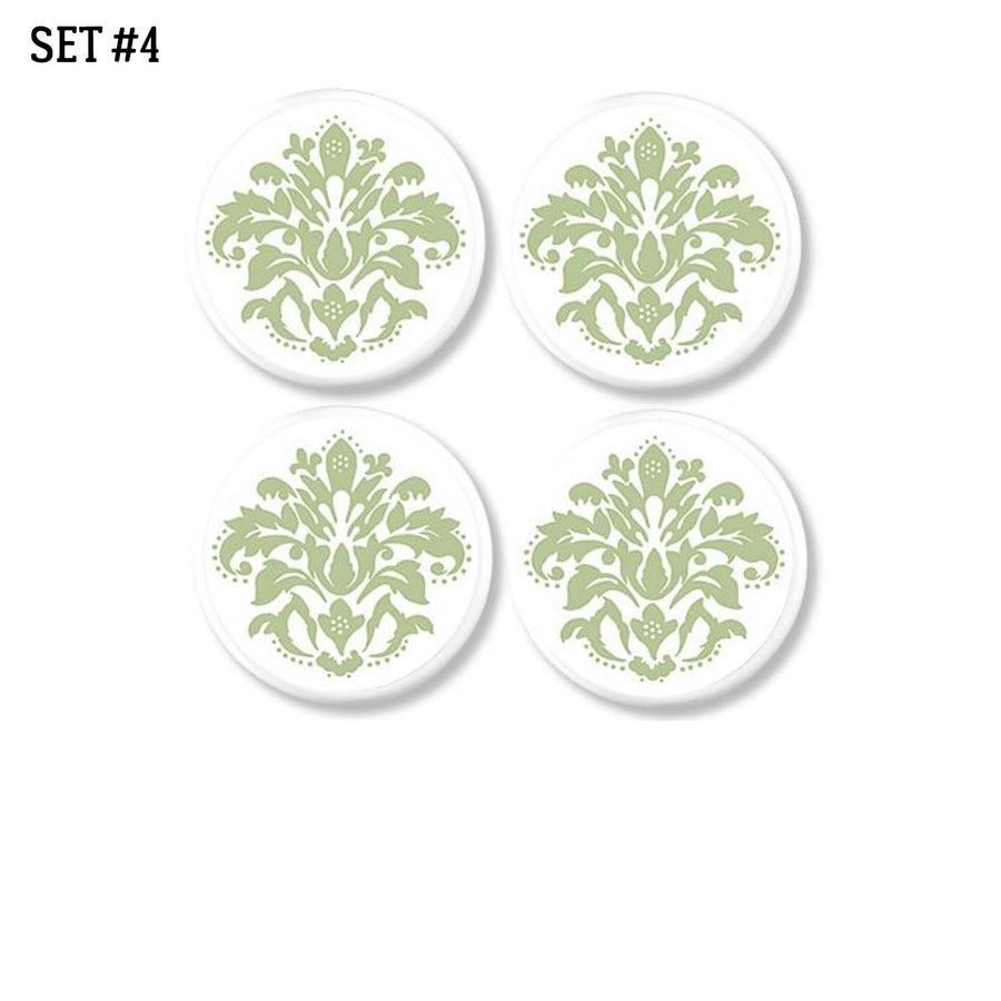 4 Mint green modern floral damask cabinet door knobs. Drawer pulls for furniture, cupboards etc.