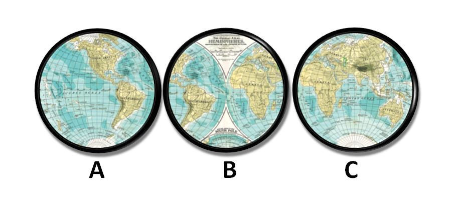 World Map Globe Hemisphere Knobs | Pulls - No. 215A16