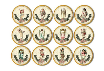 Victorian Christmas Angels On Sealed Natural Wood Knobs | Pulls - No. 815X32 - Handcrafted 360