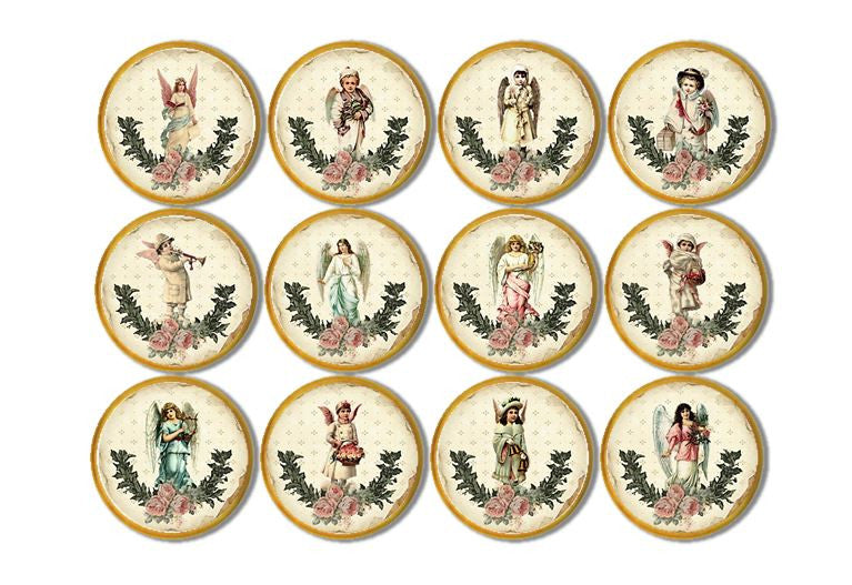 Victorian Christmas Angels On Sealed Natural Wood Knobs | Pulls - No. 815X32 - Handcrafted 360