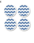 4 blue zigzag stripe cabinet knobs, Decorative drawer pulls for modern coastal bathroom or baby boy nursery.