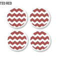 Muted red and white zig zag stripe cabinet drawer pull set. Colorful chevron replacement hardware.