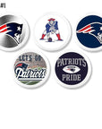 new england patriots football theme door knobs. Drawer pulls for mancave or office logo and symbol in navy blue, white and silver team colors.