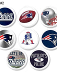 New England Patriaots Football Team Illustrations on White Knobs For Cabinet Doors and Furniture Drawer - Set of 8