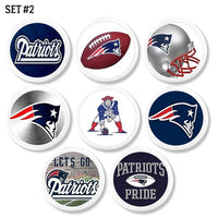 New England Patriaots Football Team Illustrations on White Knobs For Cabinet Doors and Furniture Drawer - Set of 8