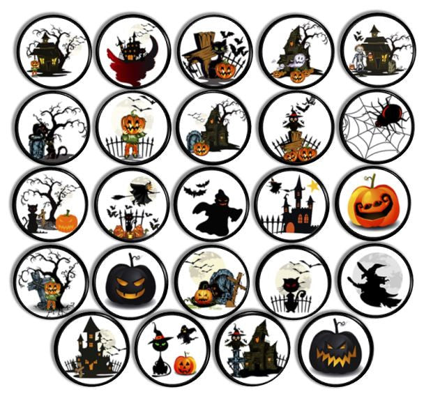 Spooky Black and Orange Halloween Knobs | Pulls - No. 816L25 - Handcrafted 360