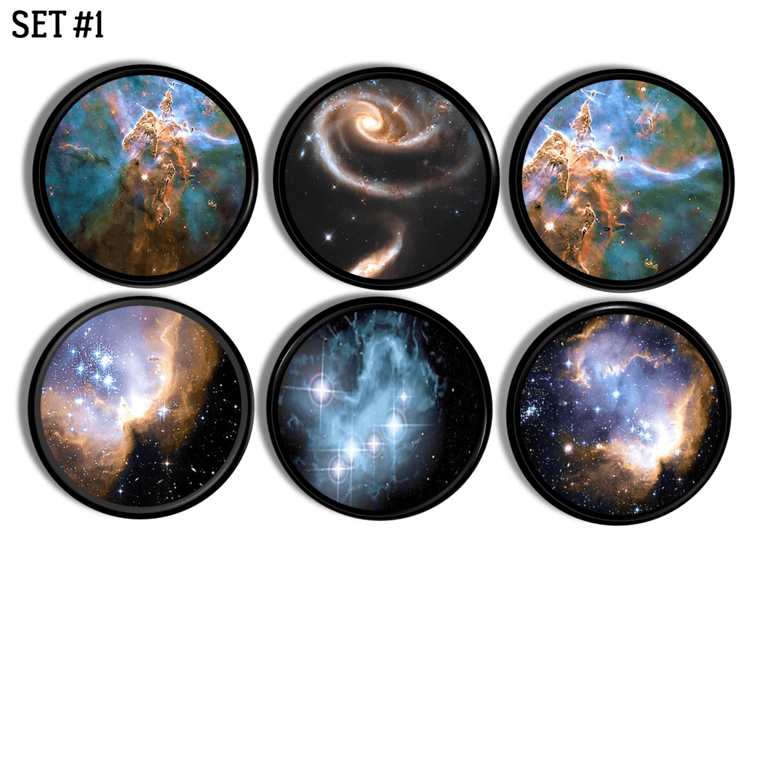 Nebulous stars in blues, purples gold and pink clusters outer space decor dresser knobs