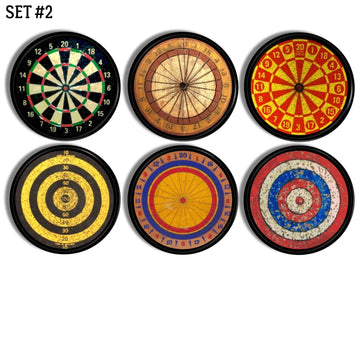 Handmade cabinet or cupboard drawer pulls with old vintage dartboards. A bullseye for the mancave, family game room or recreation area.