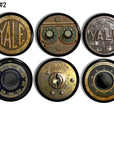 Old Victorian era safe parts knob set. Steampunk furniture hardware. Eclectic kitchen or bathroom cabinet handles.