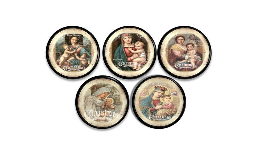 Vintage Blessed Virgin Mary and Jesus Christmas Knobs | Pulls - No. 815O27 - Handcrafted 360