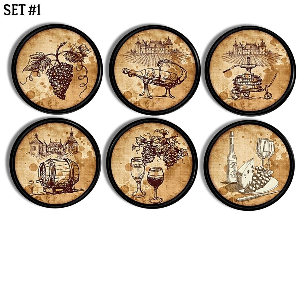 Rustic vineyard journal wine themed kitchen cabinet knob set
